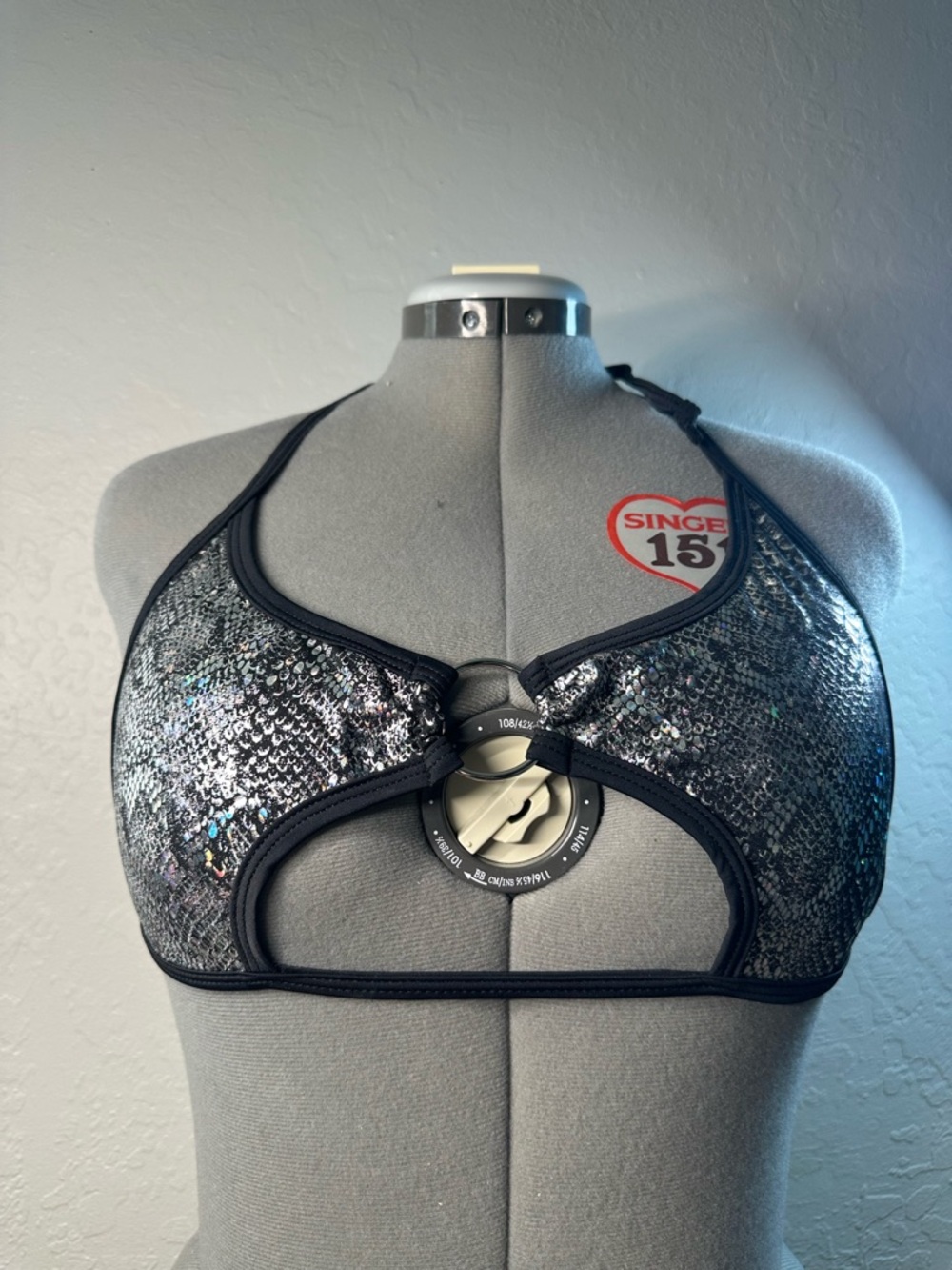 Holographic Sequin Cutout Bandeau - Black